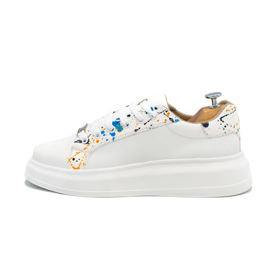 TENIS SNEAKER EN PIEL GENUINA DE BECERRO ITALIANO CON COLORES ACUARELADO - TDS203