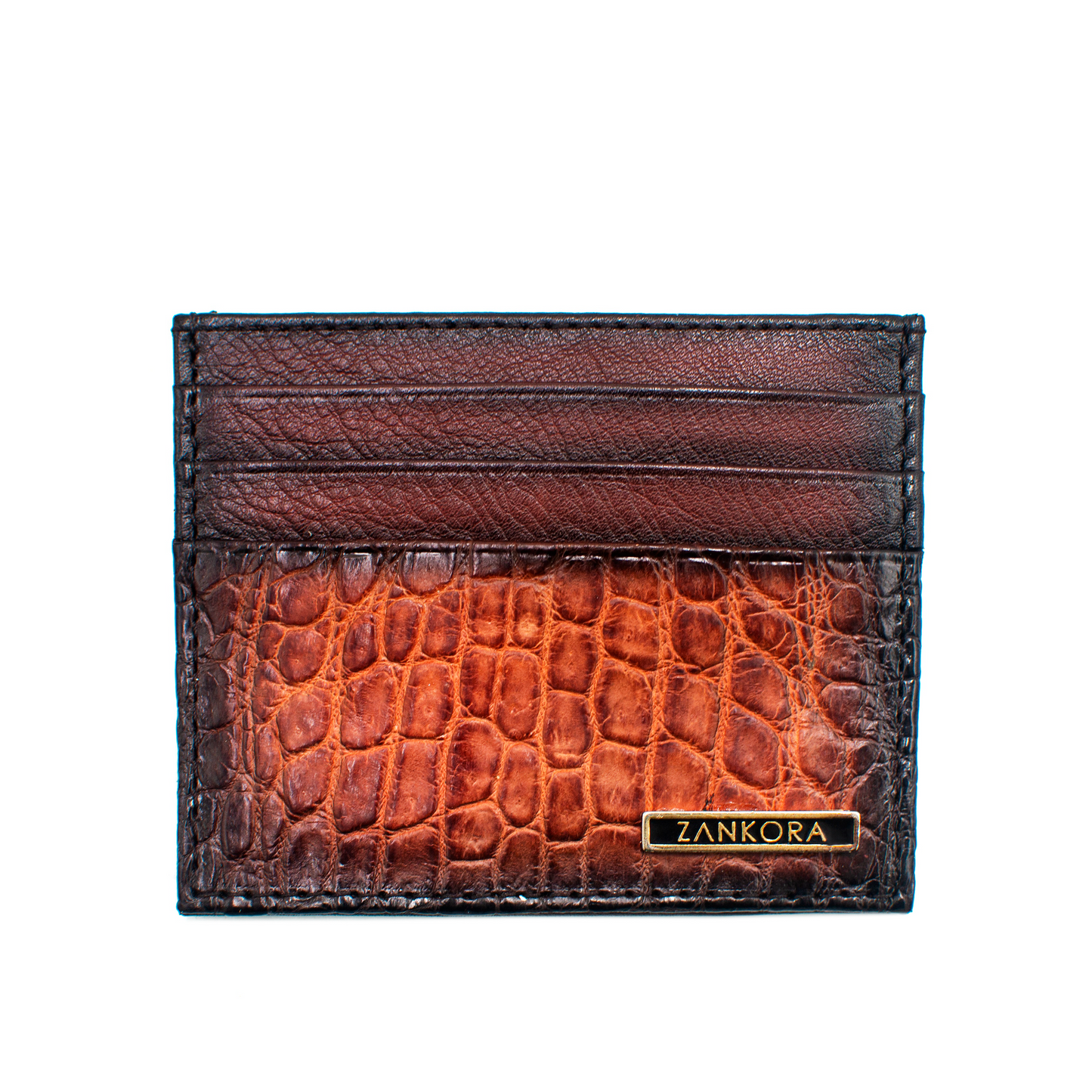 TARJETERO EN PIEL EXÓTICA DE COCODRILO COLOR CAFÉ - TOP304