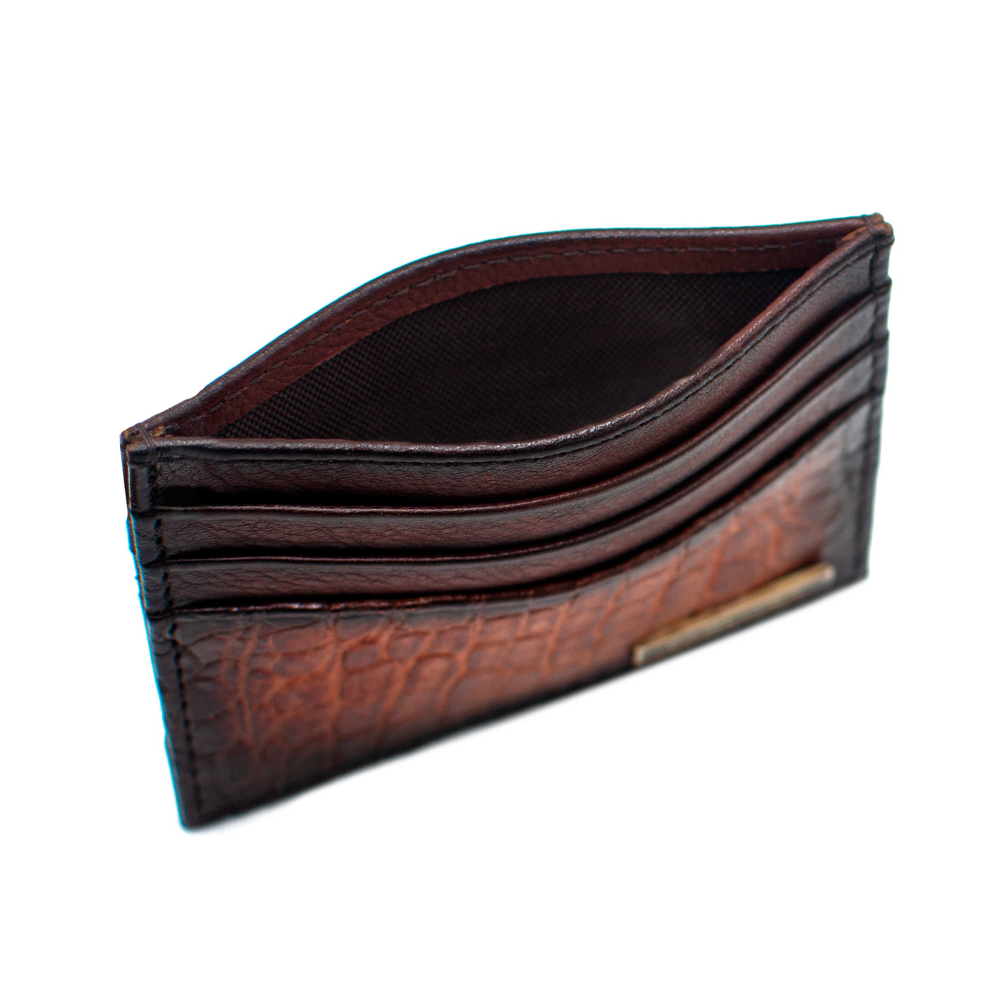 TARJETERO EN PIEL EXÓTICA DE COCODRILO COLOR CAFÉ - TOP304