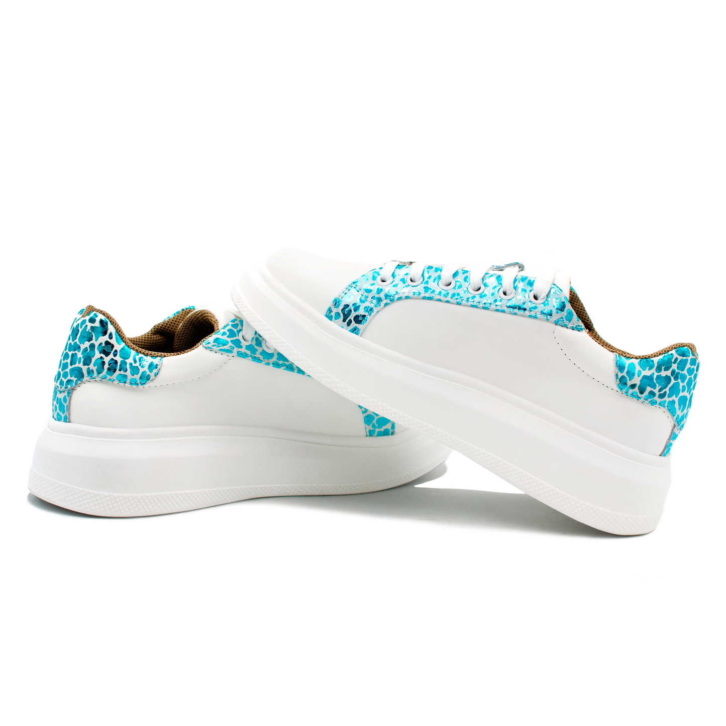 TENIS SNEAKER PARA DAMA EN PIEL CABRA LÍNEA "COLORS" CON PIEL DE BECERRO BLANCO - POW093J