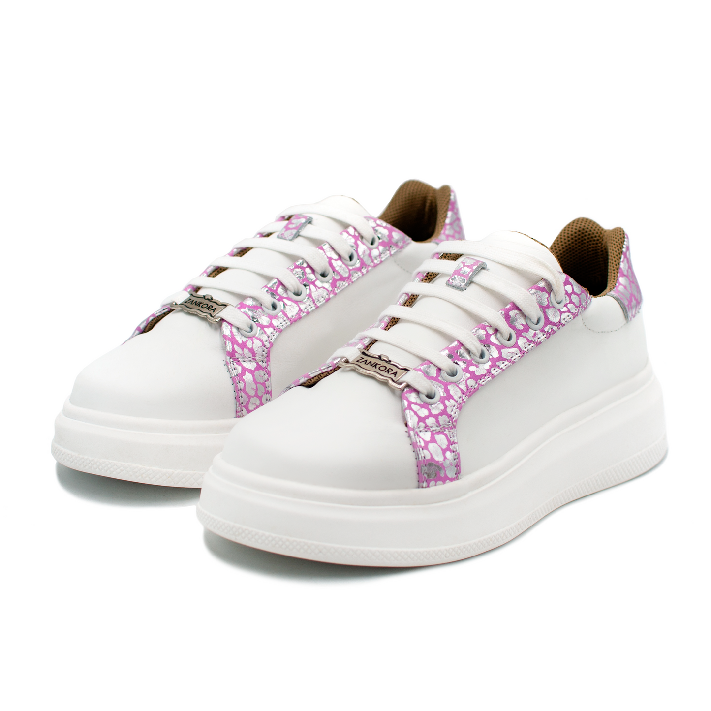 TENIS SNEAKER PARA DAMA EN PIEL CABRA LÍNEA "COLORS" CON PIEL DE BECERRO BLANCO - POW093J