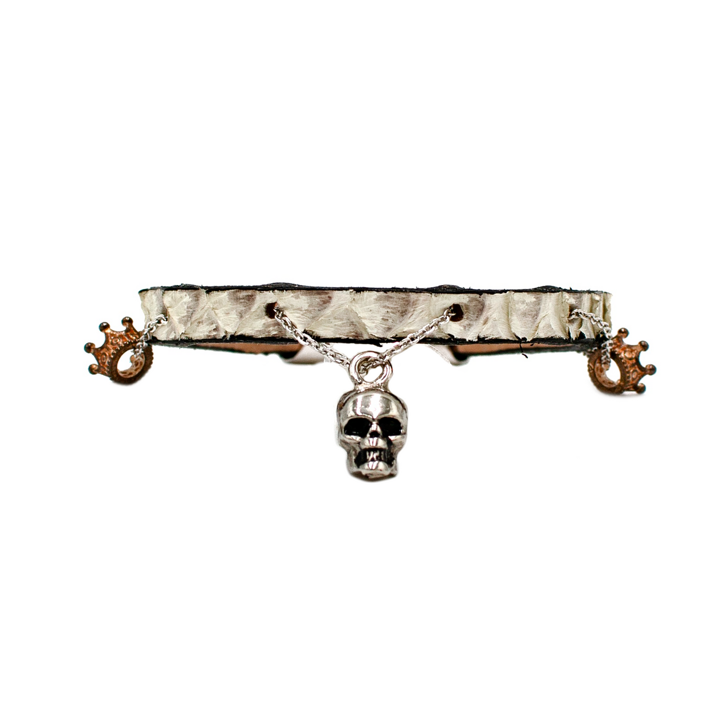 PULSERA EN PIEL EXÓTICA DE PITÓN CON GARGANTILLA (CALAVERA)- JOI903