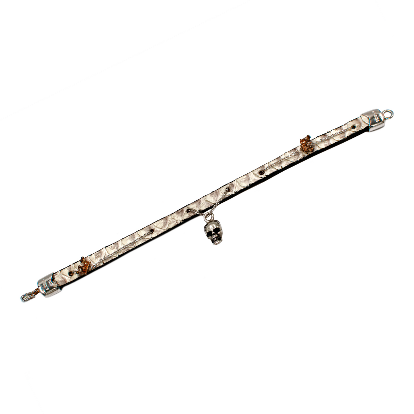 PULSERA EN PIEL EXÓTICA DE PITÓN CON GARGANTILLA (CALAVERA)- JOI903