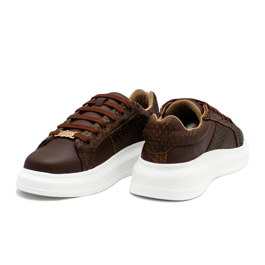 TENIS SNEAKER EN PIEL SEMI - EXÓTICA DE PITÓN FILETEADA CON BECERRO VARIANTE 2 - LOP203J