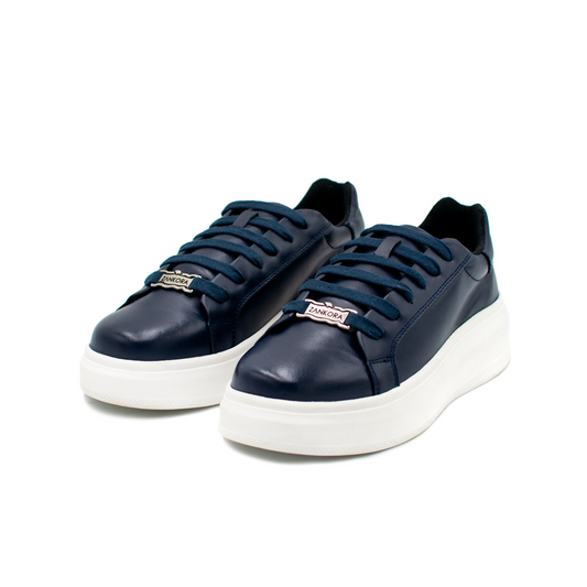 TENIS SNEAKERS DE EN PIEL GENUINA DE BECERRO ITALIANO COLORS (AZUL, ROJO, BLANCO)- KOP203