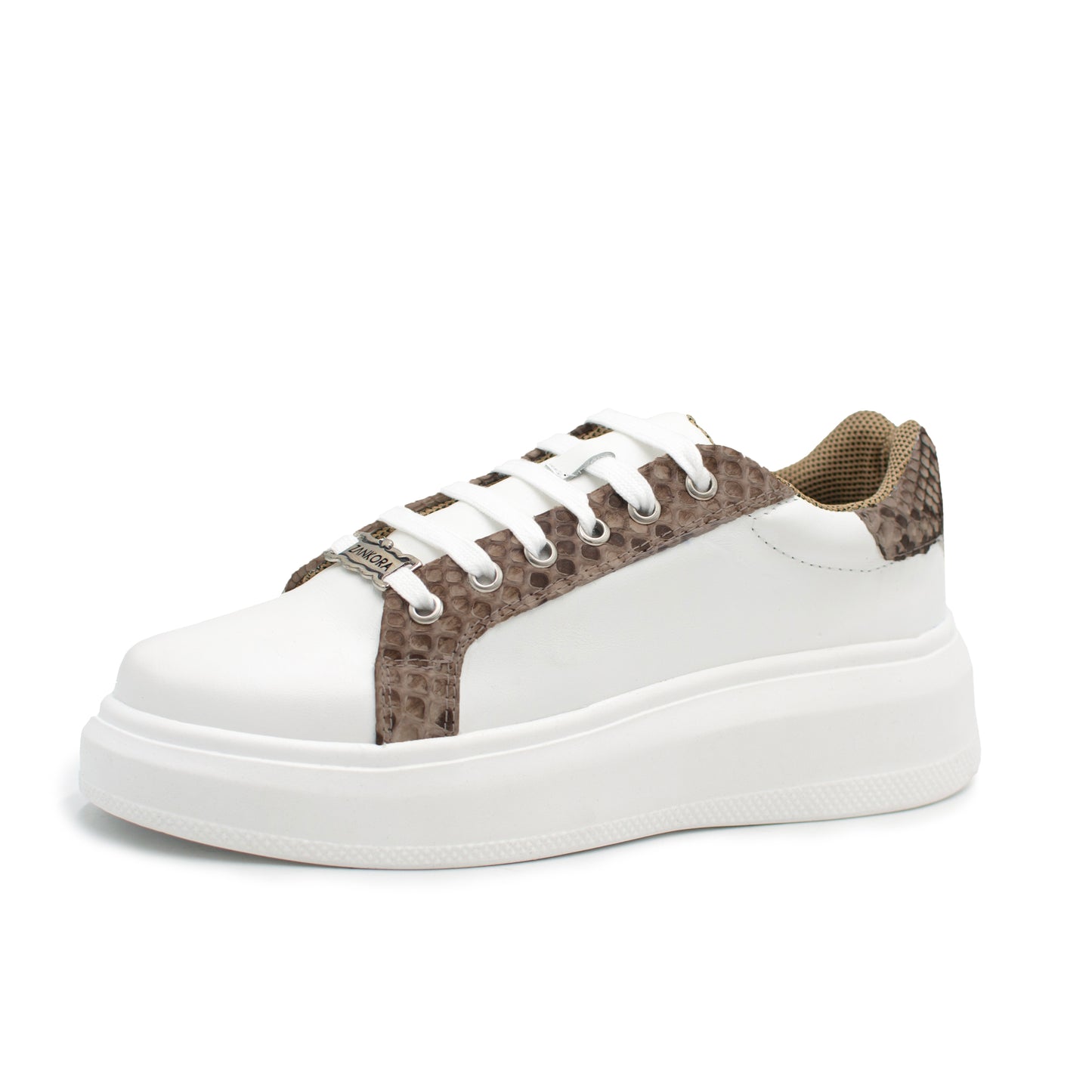 TENIS SNEAKERS BECERRO BLANCO CON SERPIENTE PITON NATURAL / COLORES - SNP83G