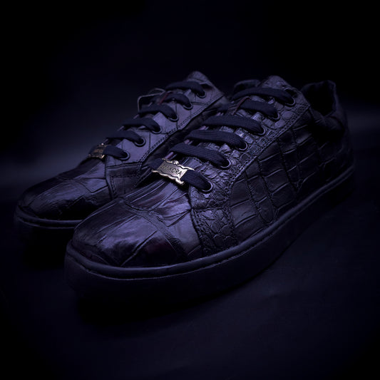 TENIS SNEAKERS HERITAGE BLACK CHERRY – COCODRILO GENUINO CORTE BELLY - BCY836N