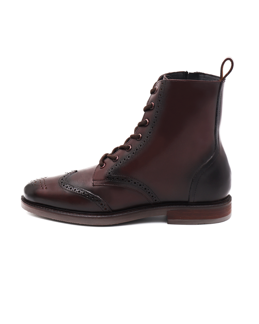 BOTA SOMBREADO A MANO EN PIEL DE BECERRO Y TERNERA PARA HOMBRE