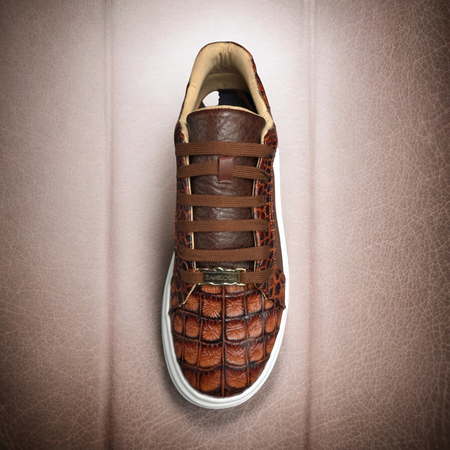 TENIS SNEAKERS MOD. RIVER - COCODRILO ARGENTINO, BISONTE Y GAMUZA CAFÉ RENOVADO 2.0 - ITEH8NK