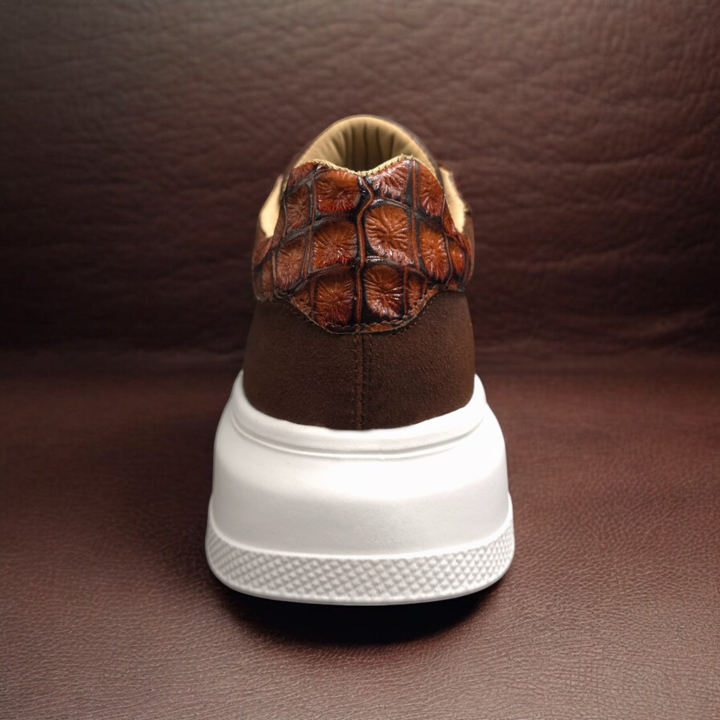 TENIS SNEAKERS MOD. RIVER - COCODRILO ARGENTINO, BISONTE Y GAMUZA CAFÉ RENOVADO 2.0 - ITEH8NK