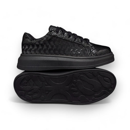 TENIS SNEAKERS ZANKORA NEGROS CHAROL LIZARD CONFORT URBANO UNISEX CÓMODOS ELEGANTES CÓMODOS URBAN - TZNCL1
