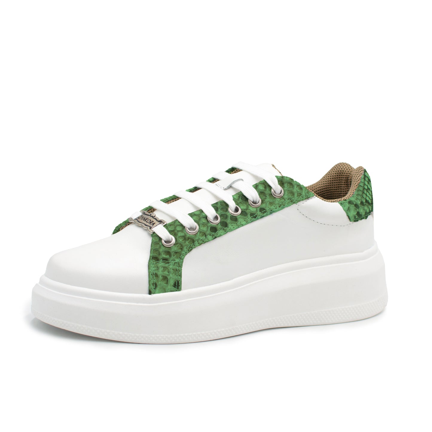 TENIS SNEAKERS BECERRO BLANCO CON SERPIENTE PITON NATURAL / COLORES - SNP83G