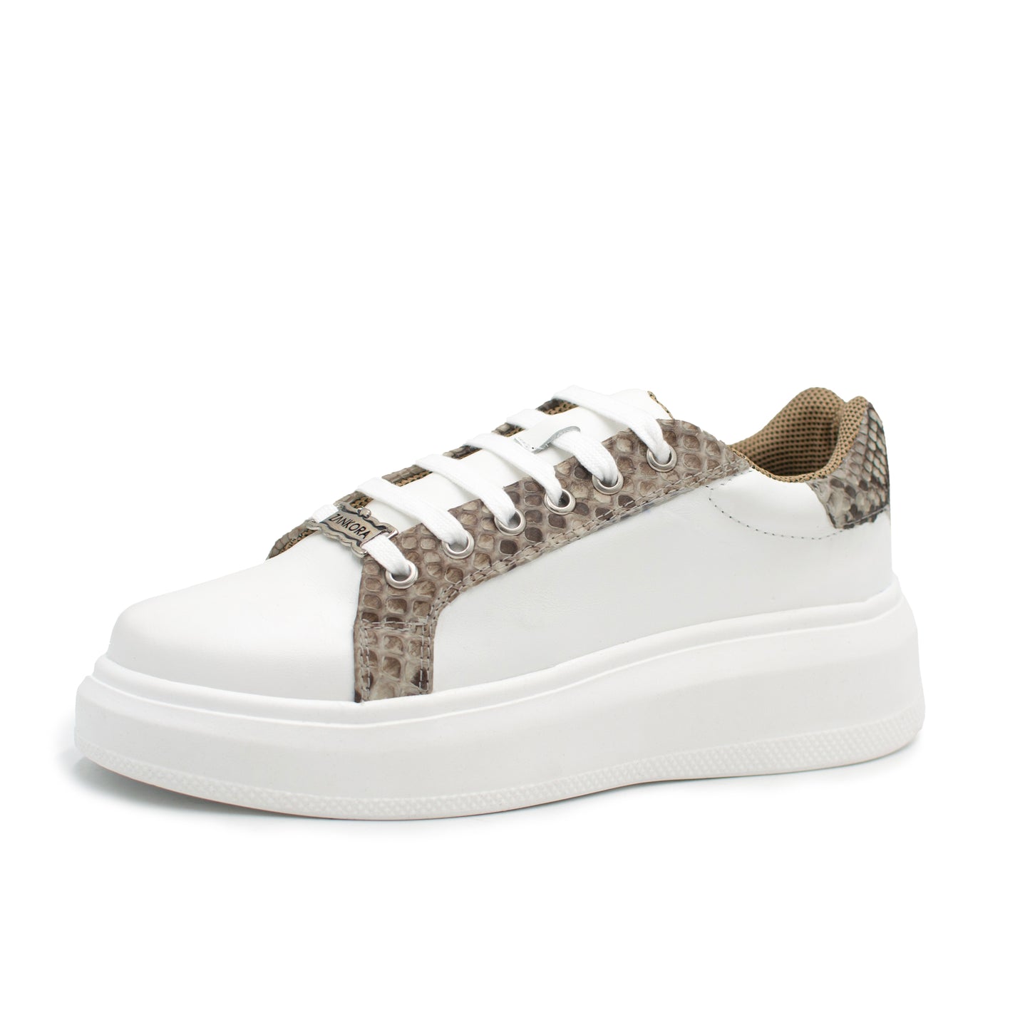 TENIS SNEAKERS BECERRO BLANCO CON SERPIENTE PITON NATURAL / COLORES - SNP83G