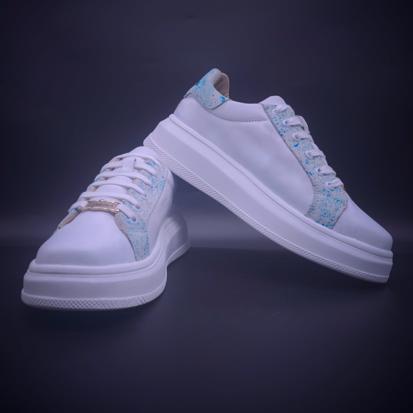 SNEAKERS CASUAL ARIA SPLATTER BLUE – PIEL VACUNA & GAMUZA ARTÍSTICA - SNG038H