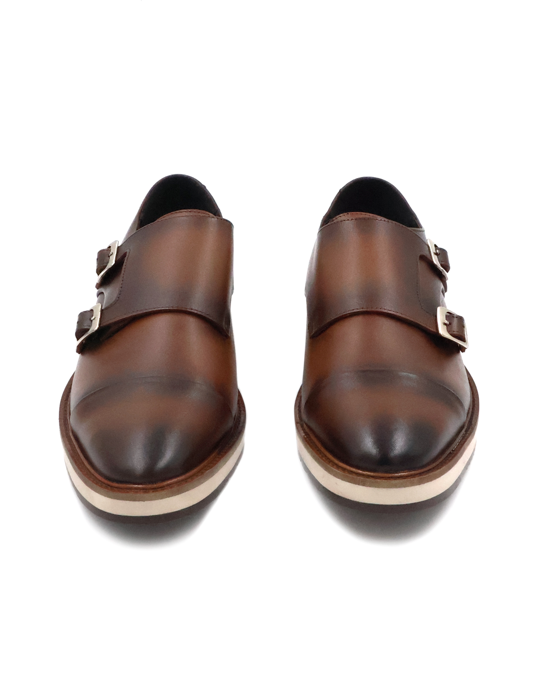 ZAPATO CASUAL CAFÉ CON BROCHE METÁLICO EN PIEL DE BECERRO Y TERNERA PARA HOMBRE