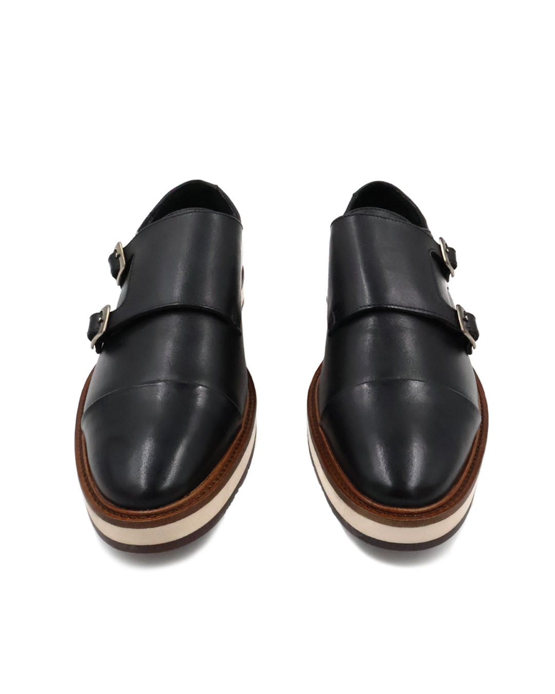 ZAPATO CASUAL NEGRO CON BROCHE METÁLICO EN PIEL BECERRO Y TERNERA PARA HOMBRE