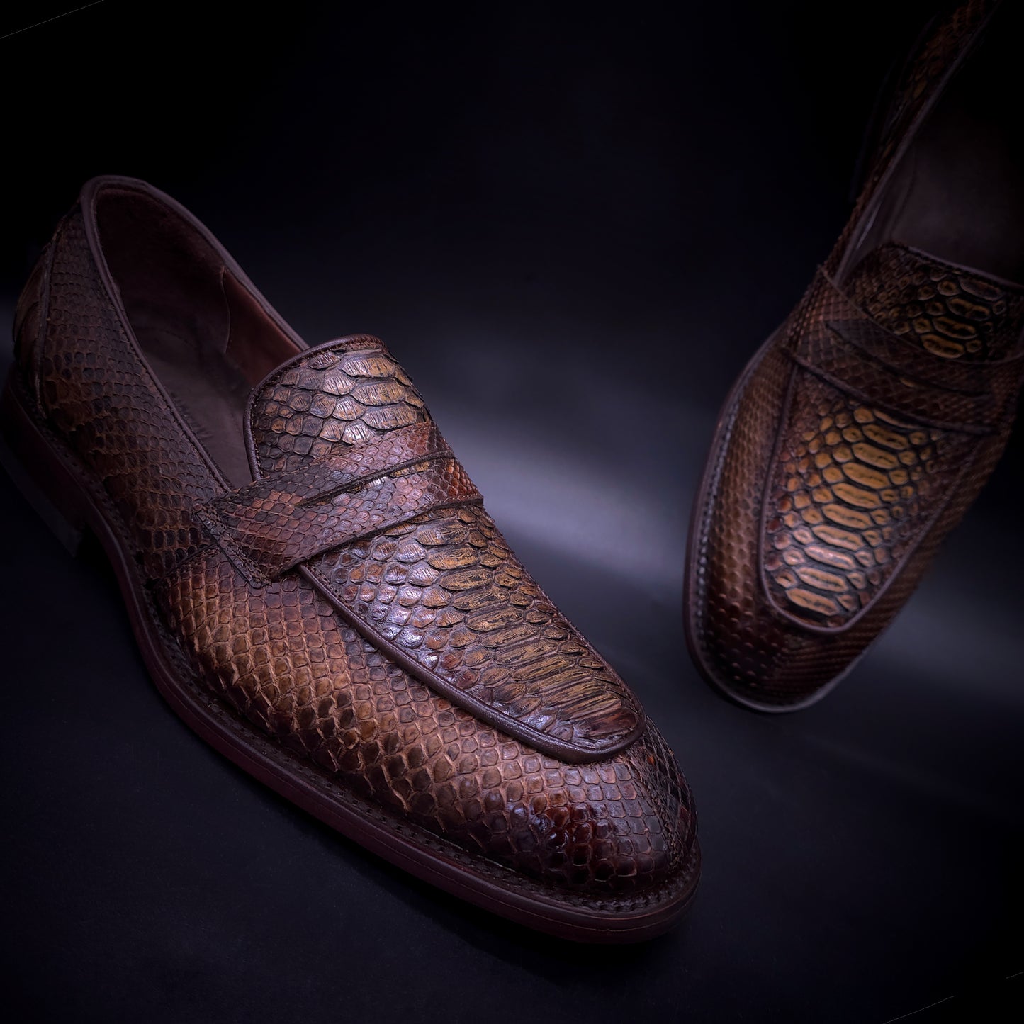 ZAPATO MOCASIN PENNY HERITAGE – ACABADO ESPRESSO SFUMATO - SERPIENTE PITÓN - GOODYEAR WELT - STG03RG