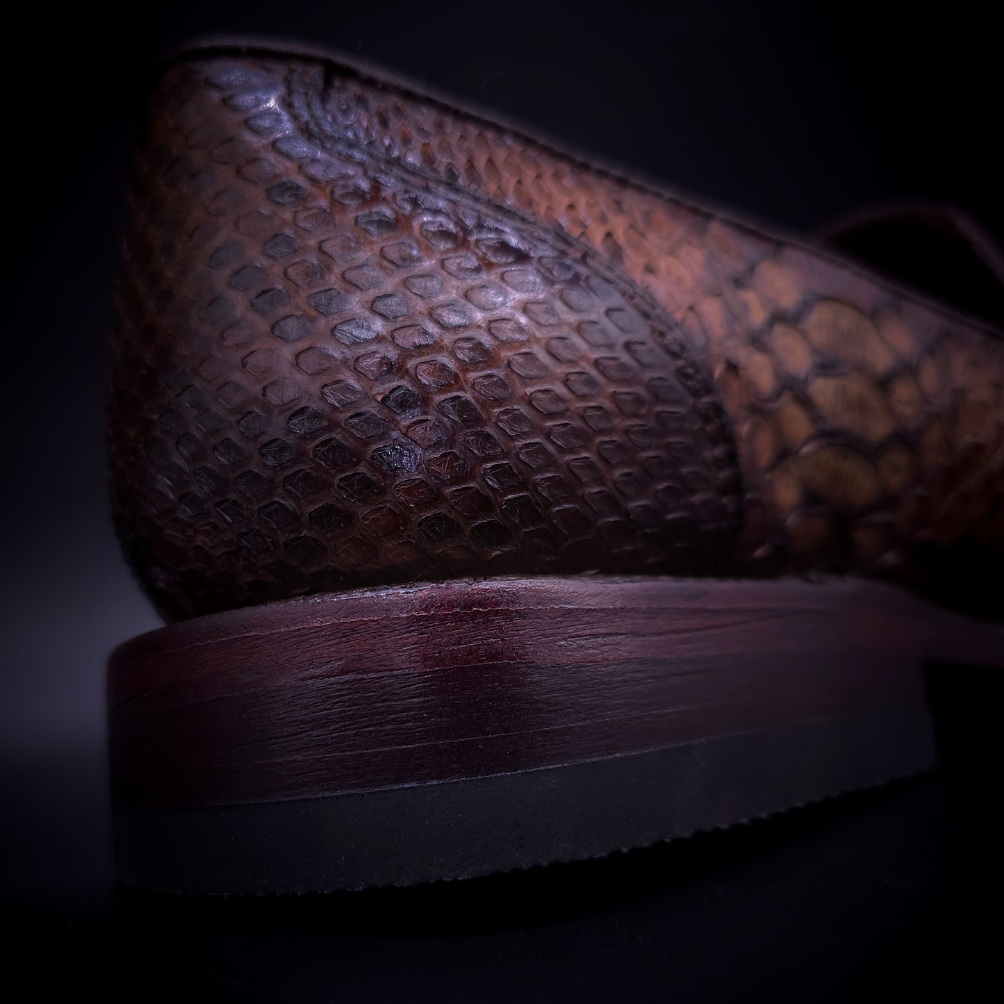 ZAPATO MOCASIN PENNY HERITAGE – ACABADO ESPRESSO SFUMATO - SERPIENTE PITÓN - GOODYEAR WELT - STG03RG