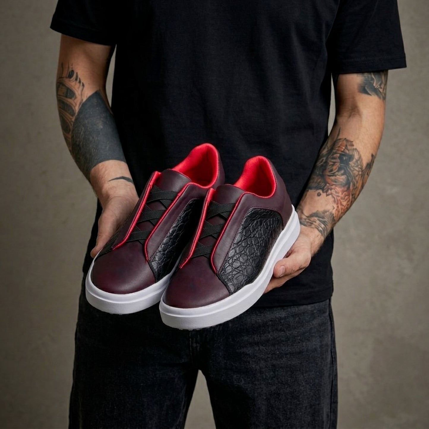 TENIS SNEAKERS TRIPLE CROSS – EDICION COCODRILO CON PIEL GRASSO - TNS908R