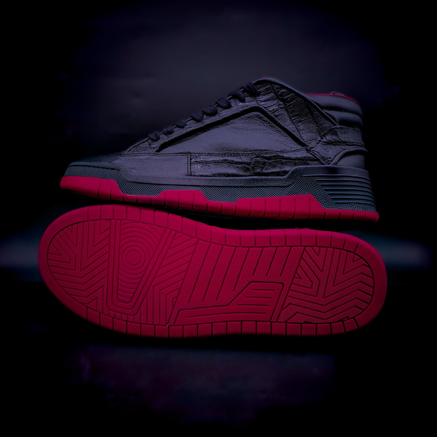 TENIS SNEAKERS TIPO BOTIN URBANO ARIES STEALTH – BORREGO PELIBUEY & COCODRILO GENUINO - BHT974R