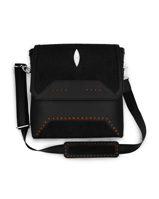 BANDOLERA DE MANTARRAYA MACHO MINT BLACK DIAMANTE HORIZONTAL