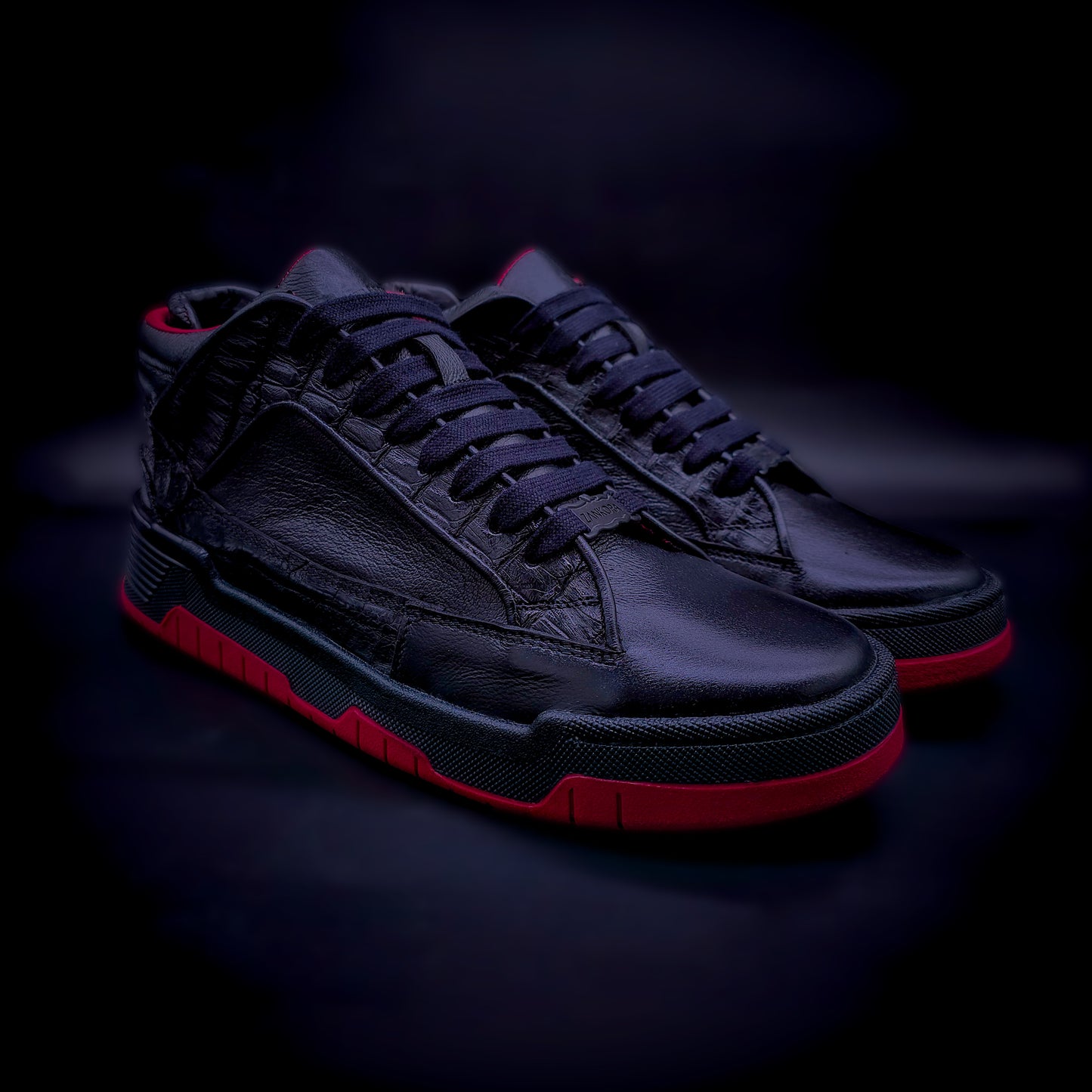 TENIS SNEAKERS TIPO BOTIN URBANO ARIES STEALTH – BORREGO PELIBUEY & COCODRILO GENUINO - BHT974R