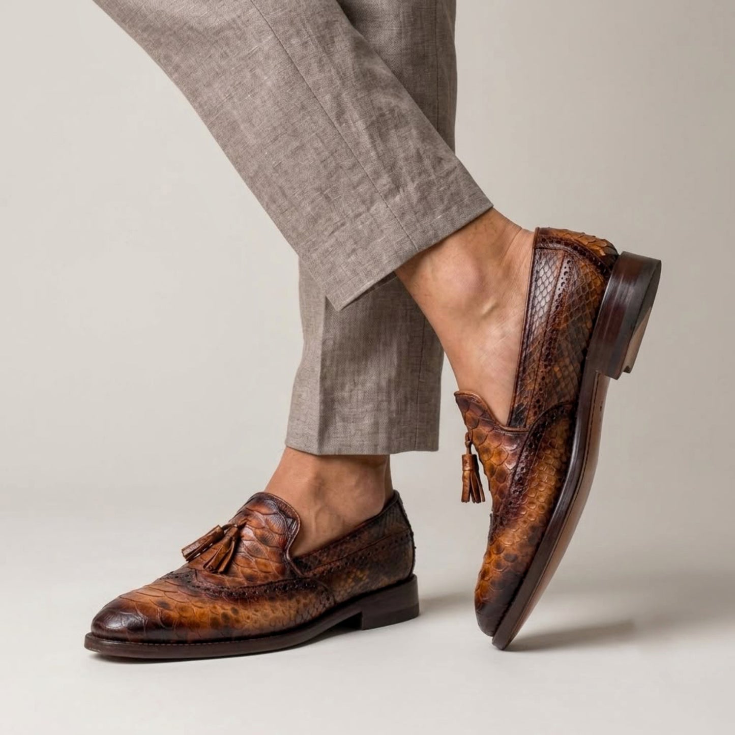 MOCASÍN TASSEL SIENA – PITÓN CHEDRÓN SFUMATO -PNT83YF