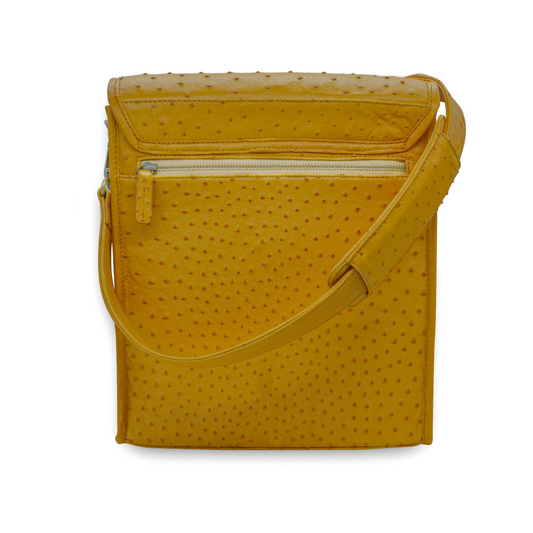 BANDOLERA COMPLETAMENTE EN PIEL GENUINA DE AVESTRUZ AMARILLA - BAN847O