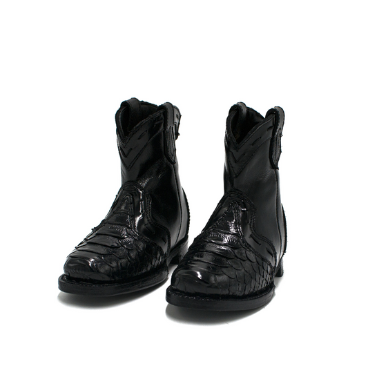 BOTAS PARA NIÑO EN PIEL DE BECERRO CON PITÓN - FDO932J