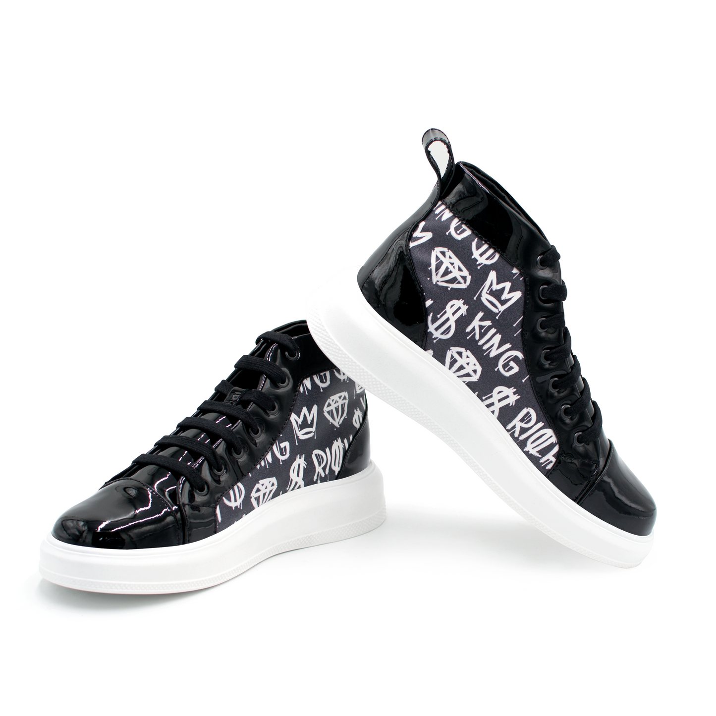 TENIS BOTIN DE PIEL CHAROL CON LATERALES "KING" - CH08GLK