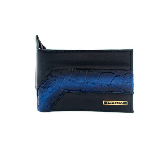 CARTERA EN PIEL GENUINA DE COCODRILO AZUL - CRT924