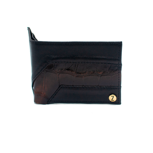 CARTERA EN PIEL GENUINA DE COCODRILO CAFÉ - FIO023