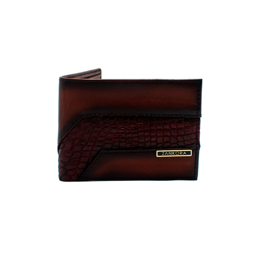 CARTERA EN PIEL GENUINA DE COCODRILO ROJIZO - DHJ032