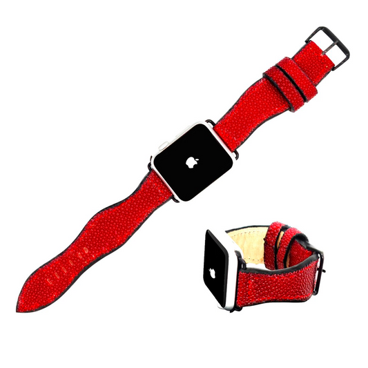 CORREA PARA RELOJ DE MANO EN PIEL GENUINA DE MANTARRAYA ROJO - CDC4RA