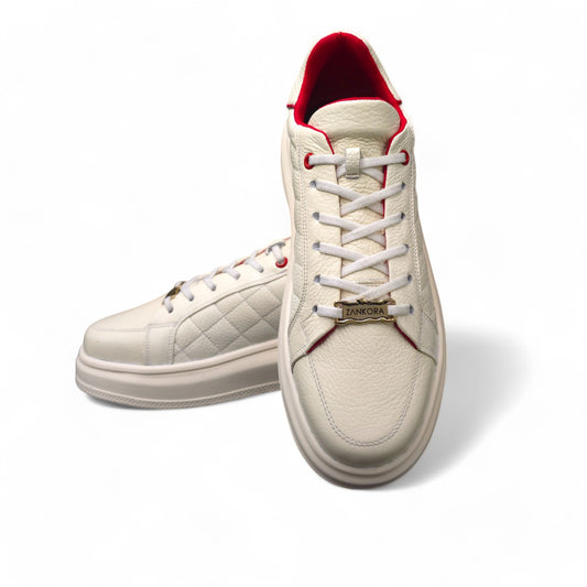 TENIS SNEAKERS ZANKORA CUERO NATUAL RESORTE BLANCO SPORT CAPITONADO ULTRA CONFORT - TNZ8JIH