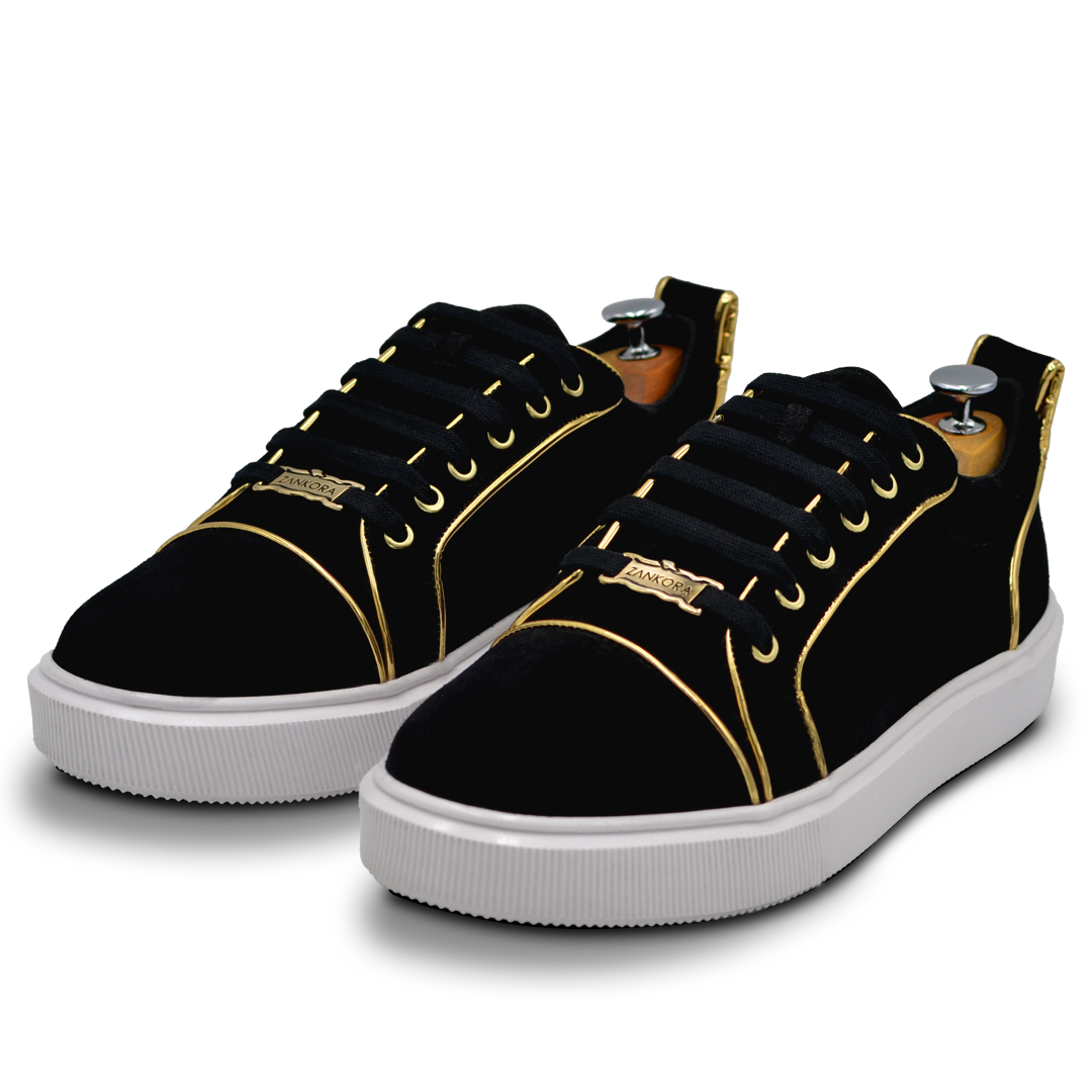 TENIS SNEAKER EN PIEL GAMUZA CON DORADO - DCD012R