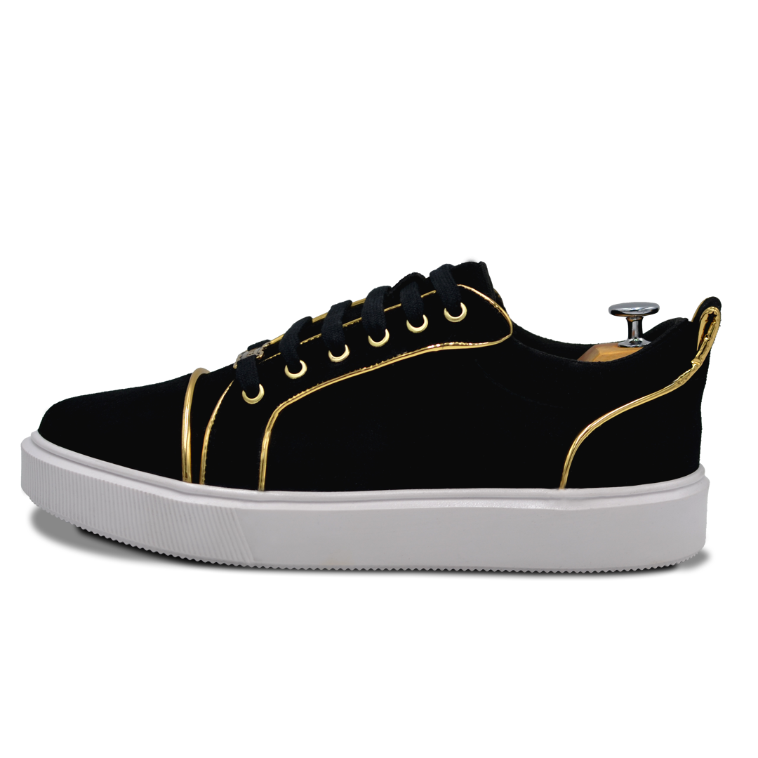 TENIS SNEAKER EN PIEL GAMUZA CON DORADO - DCD012R