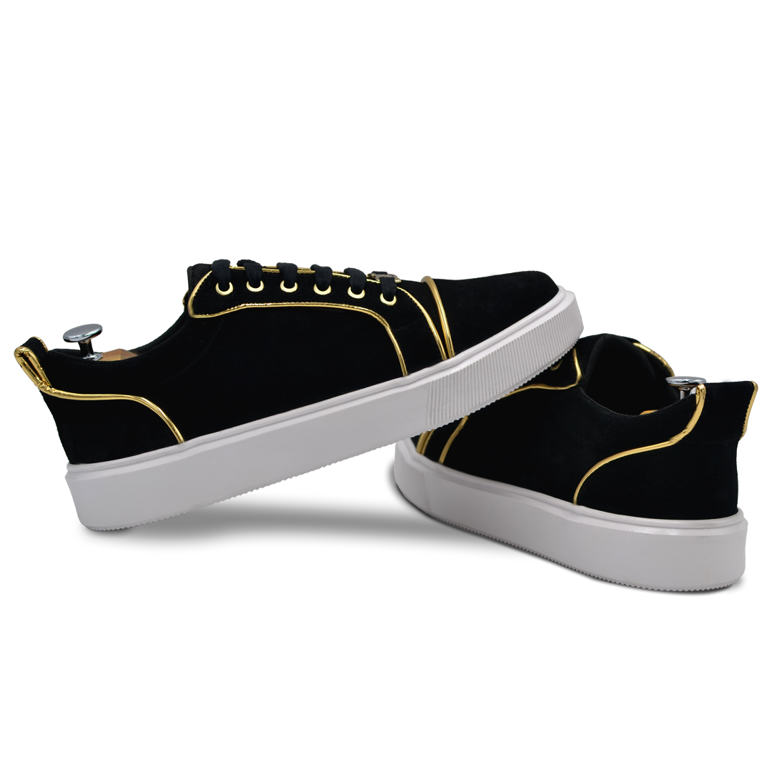 TENIS SNEAKER EN PIEL GAMUZA CON DORADO - DCD012R