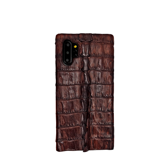 FUNDA EN PIEL GENUINA DE COCODRILO BACK CHOCOLATE - FXL012K