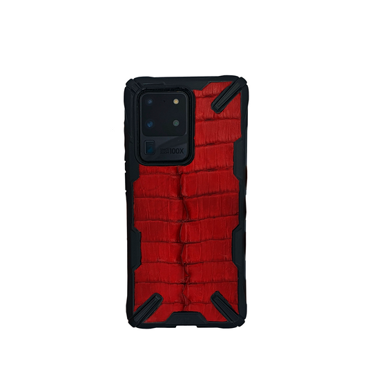FUNDA EN PIEL GENUINA DE COCODRILO COLOR ROJO DE USO RUDO - FWI102J