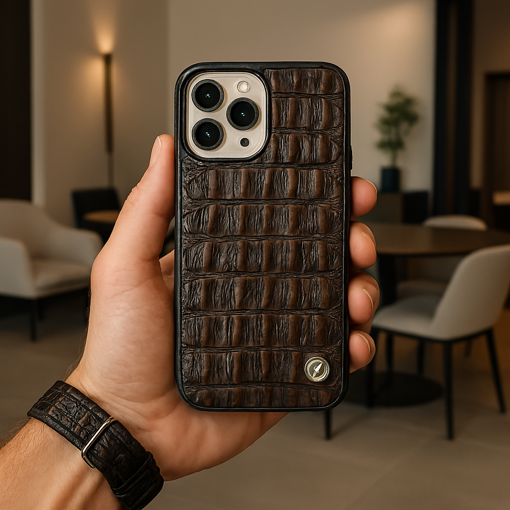 FUNDA / CASE / CARCASA PARA CELULAR EN PIEL /CUERO EXÓTIC DE PIEL GRABADA DE COCODRILO- GCF110B