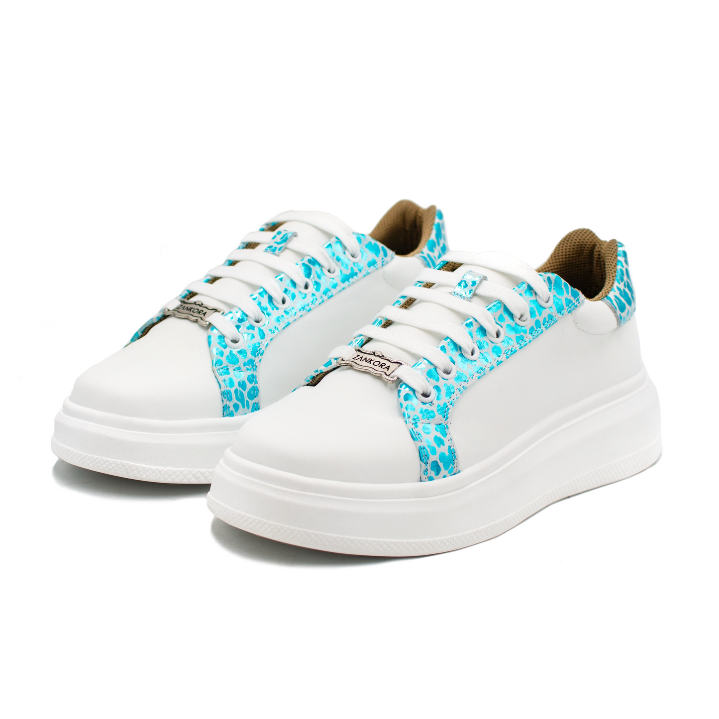 TENIS SNEAKER PARA DAMA EN PIEL CABRA LÍNEA "COLORS" CON PIEL DE BECERRO BLANCO - POW093J