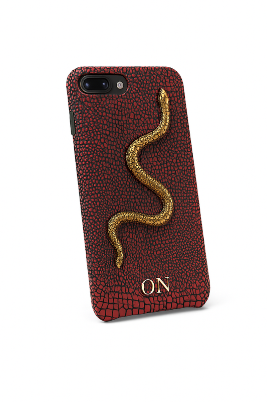 FUNDA / CASE / CARCASA PARA CELULAR EN PIEL / CUERO EXÓTIC DE SERPIENTE PITÓN CORTE BELLY (PANZA) + DIJE Ó HERRAJE- RSZ312T