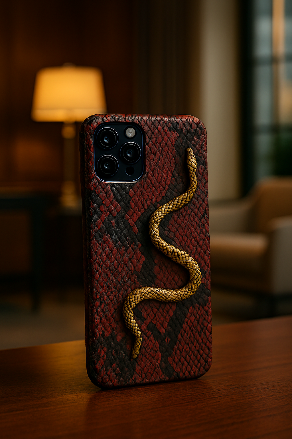 FUNDA / CASE / CARCASA PARA CELULAR EN PIEL / CUERO EXÓTIC DE SERPIENTE PITÓN CORTE BELLY (PANZA) + DIJE Ó HERRAJE- RSZ312T