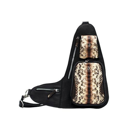 PECHERA PARA CABALLERO EN PIEL EXÓTICA DE PITÓN PINTADO ESPECIAL CON BECERRO - PCH898GP