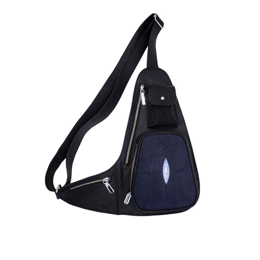 PECHERA PARA CABALLERO EN PIEL EXÓTICA DE MANTARRAYA AZUL - PCH184A