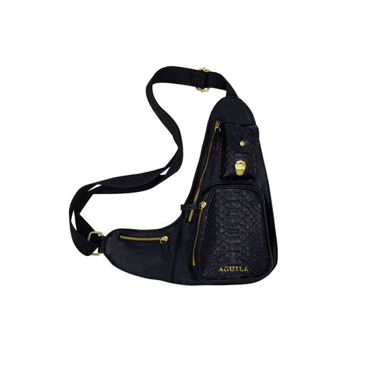 PECHERA PARA CABALLERO EN PIEL EXÓTICA DE SERPIENTE PITÓN NEGRO - PCH242B