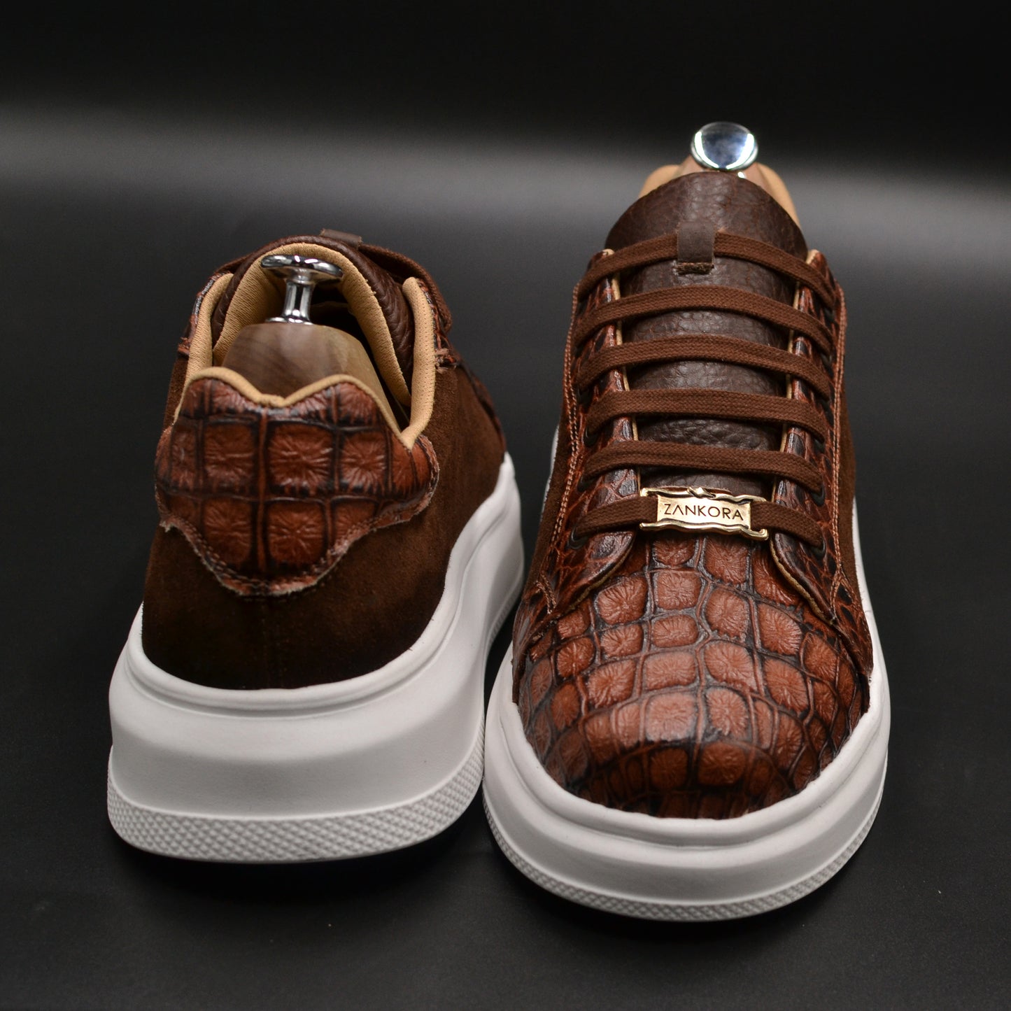 TENIS SNEAKERS MOD. RIVER - COCODRILO ARGENTINO, BISONTE Y GAMUZA CAFÉ RENOVADO 2.0 - ITEH8NK