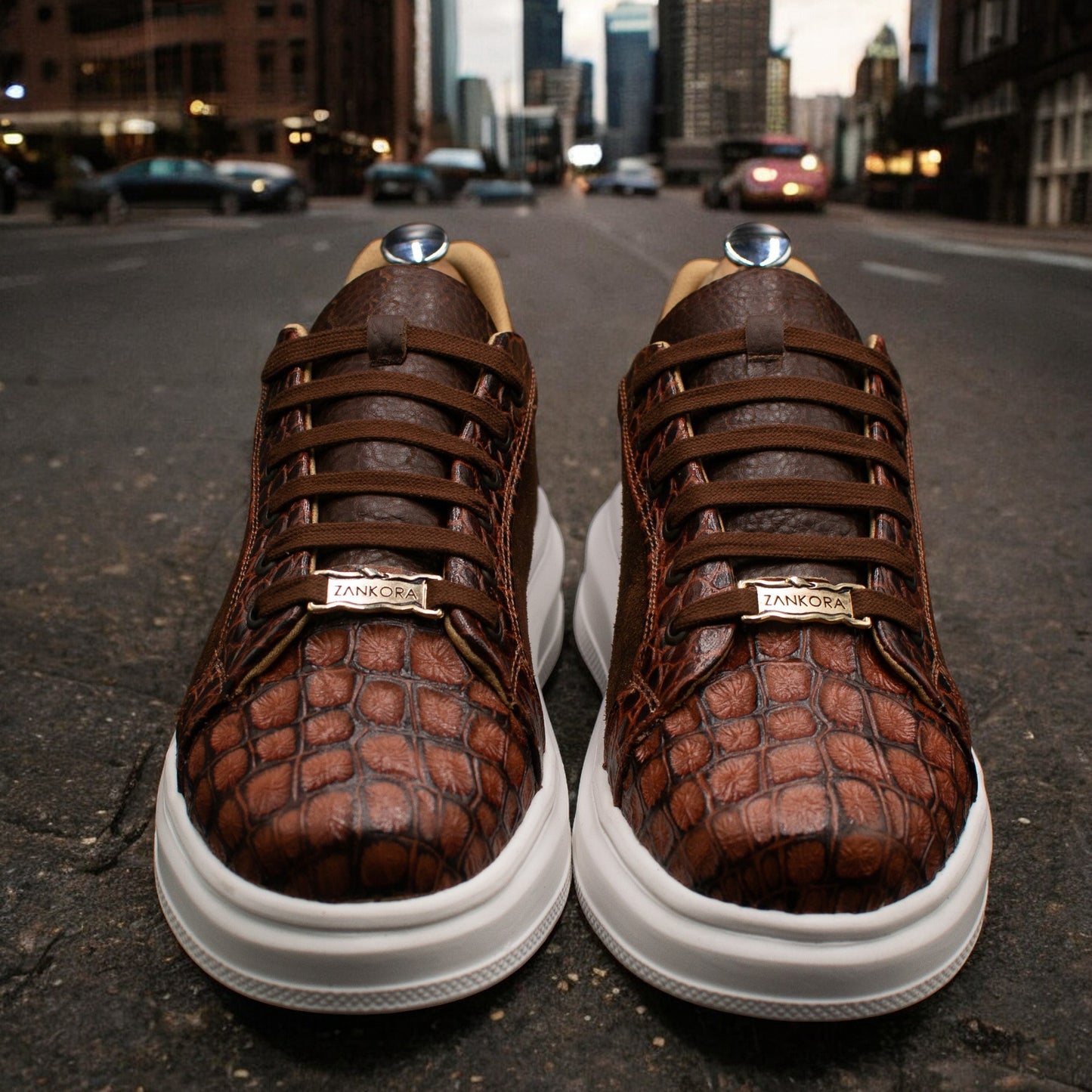 TENIS SNEAKERS MOD. RIVER - COCODRILO ARGENTINO, BISONTE Y GAMUZA CAFÉ RENOVADO 2.0 - ITEH8NK