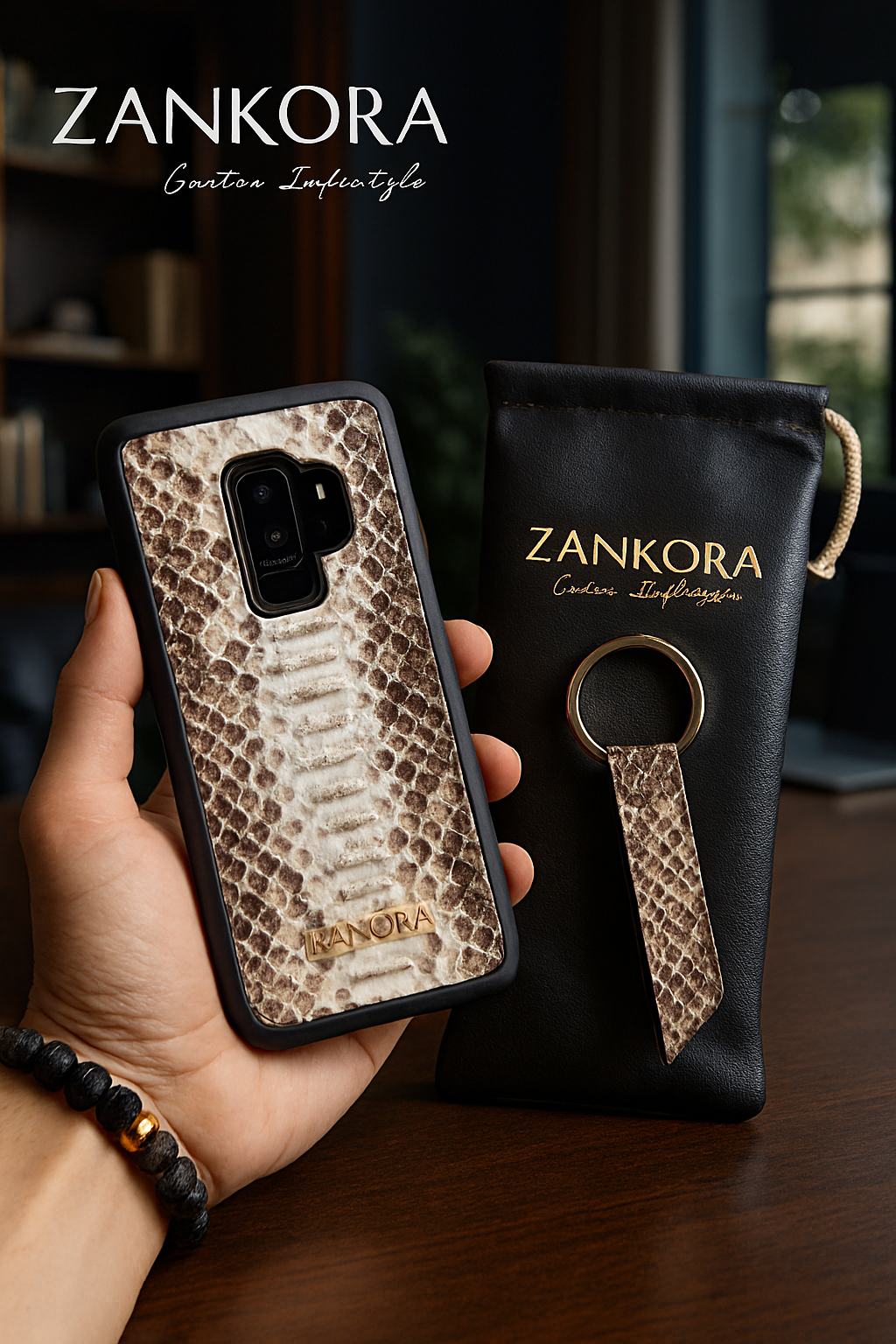 FUNDA / CASE / CARCASA PARA CELULAR EN PIEL / CUERO EXÓTIC DE SERPIENTE PITÓN CORTE BACK (LOMO) - FQA012K